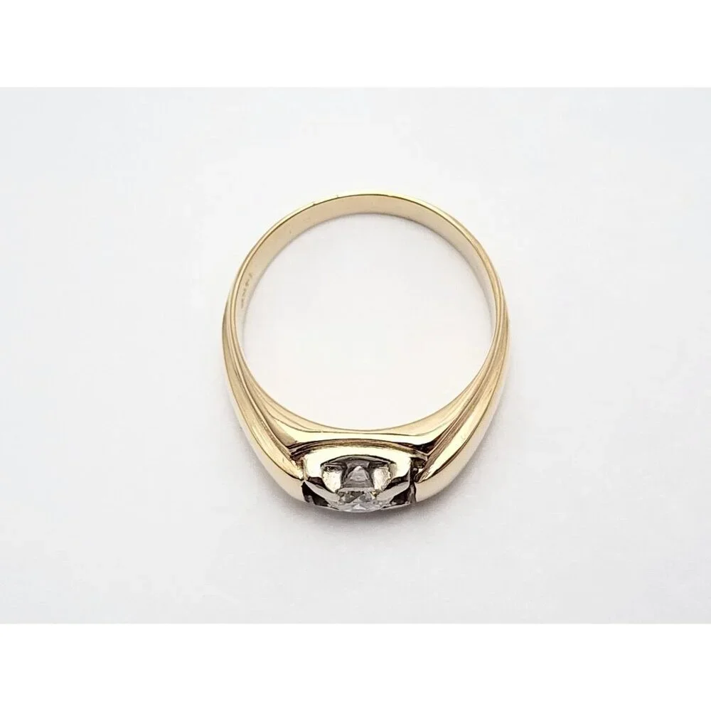 Unique 14K Solid Two Tone Multi Color Gold Designer Diamond Men's Ring - Size 9